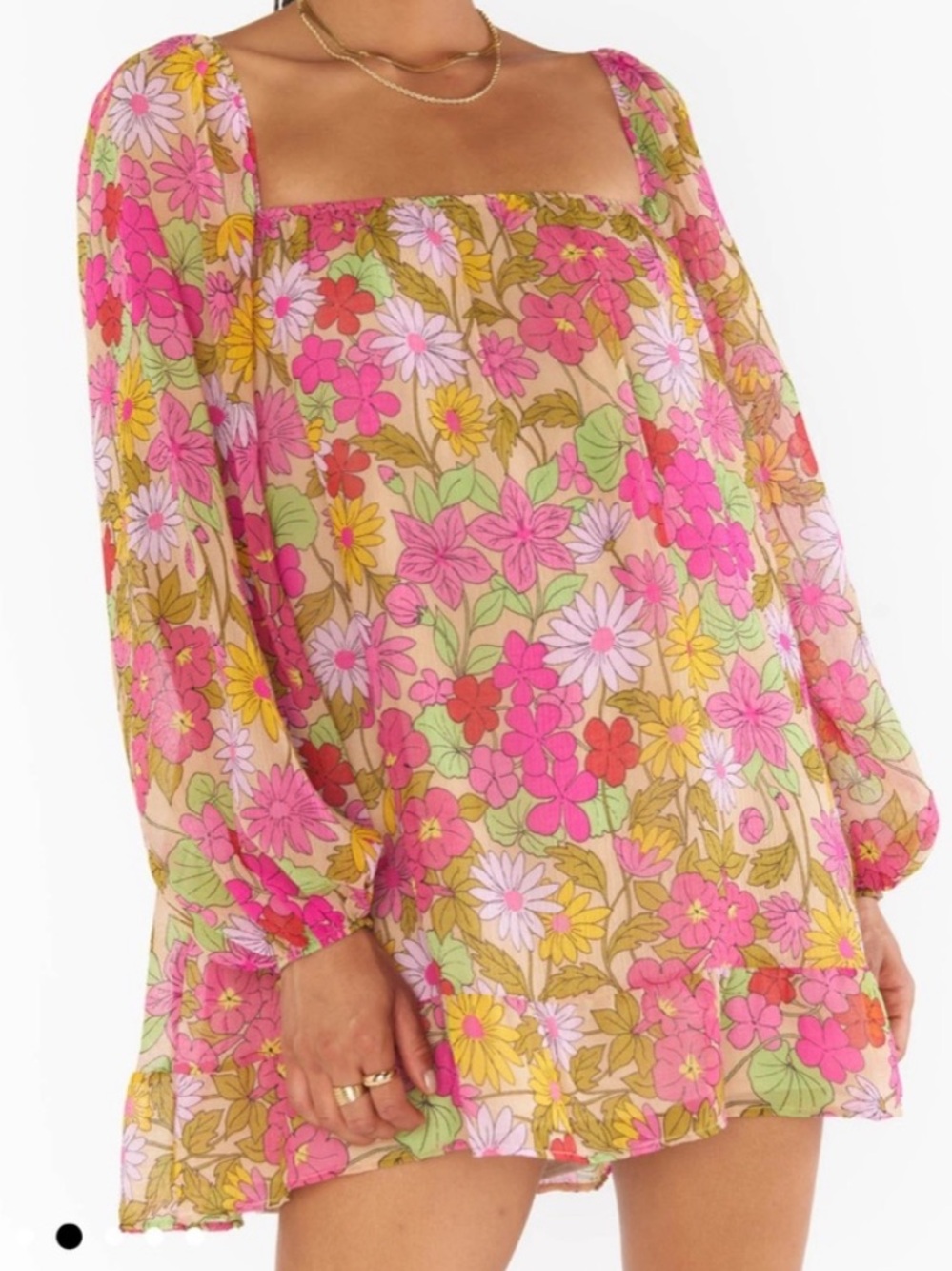 NWT Show Me Your MuMu Briar Mini Dress - Cottagecore Floral Puff Sleeve - Medium - Picture 8 of 15